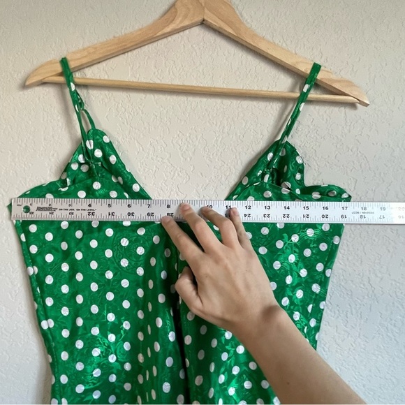 Vintage Victoria's Secret Gold Label Green Polkadot Slip Nightgown Medium - Picture 6 of 10